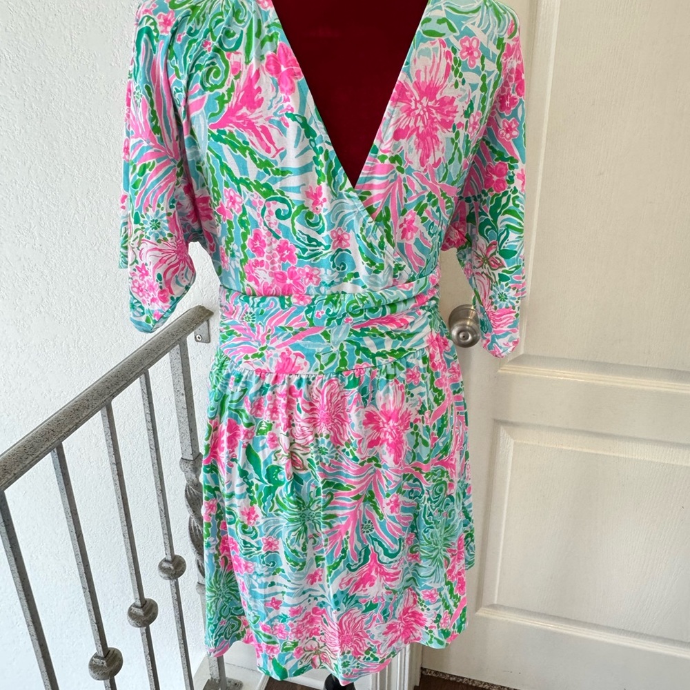 LILLY PULITZER SZ Medium PARIGI SKORT ROMPER *LEAF IT WILD* AMALFI BLUE - Picture 5 of 11